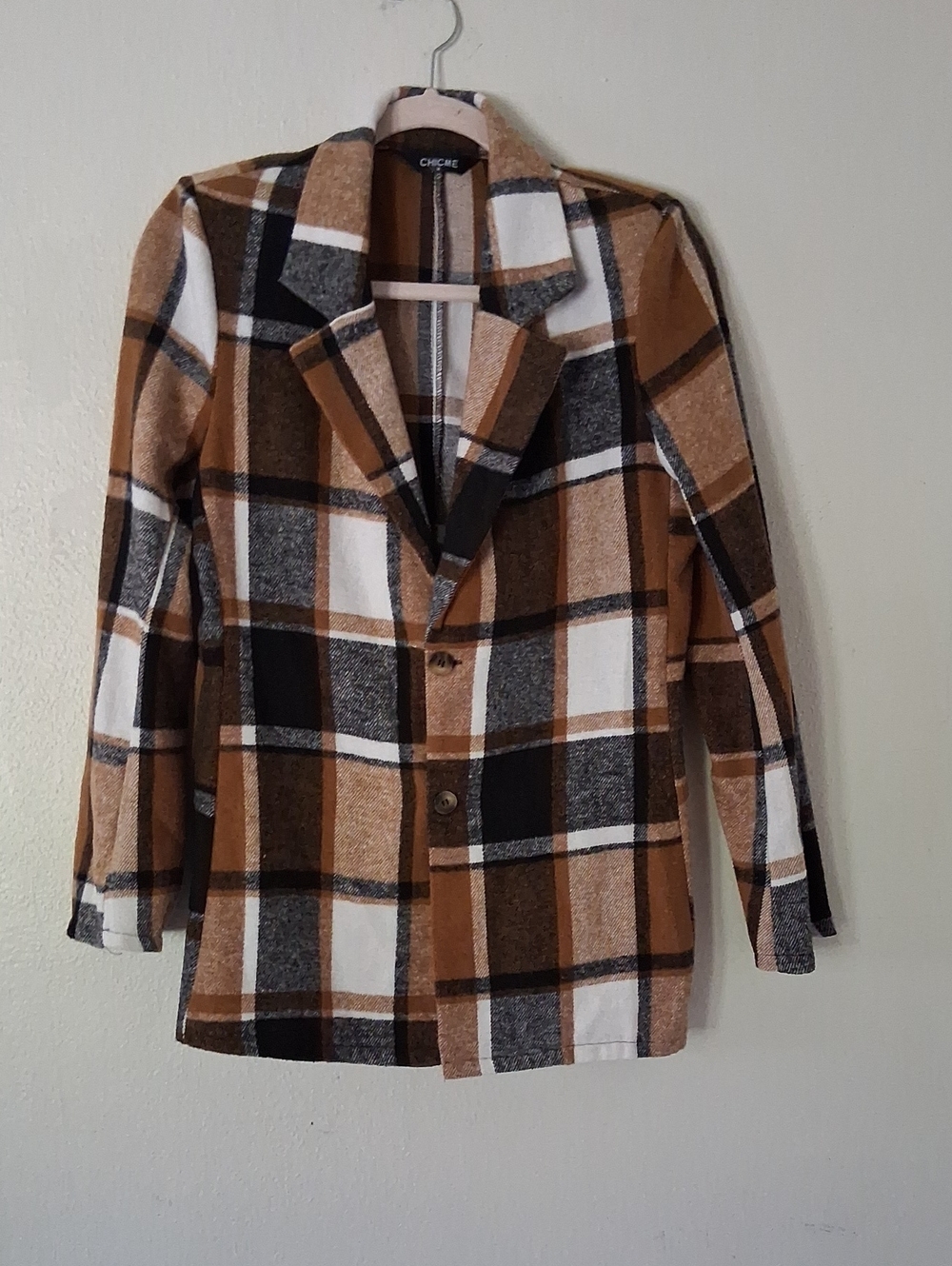 Plaid Blazer in Brown, White & Black